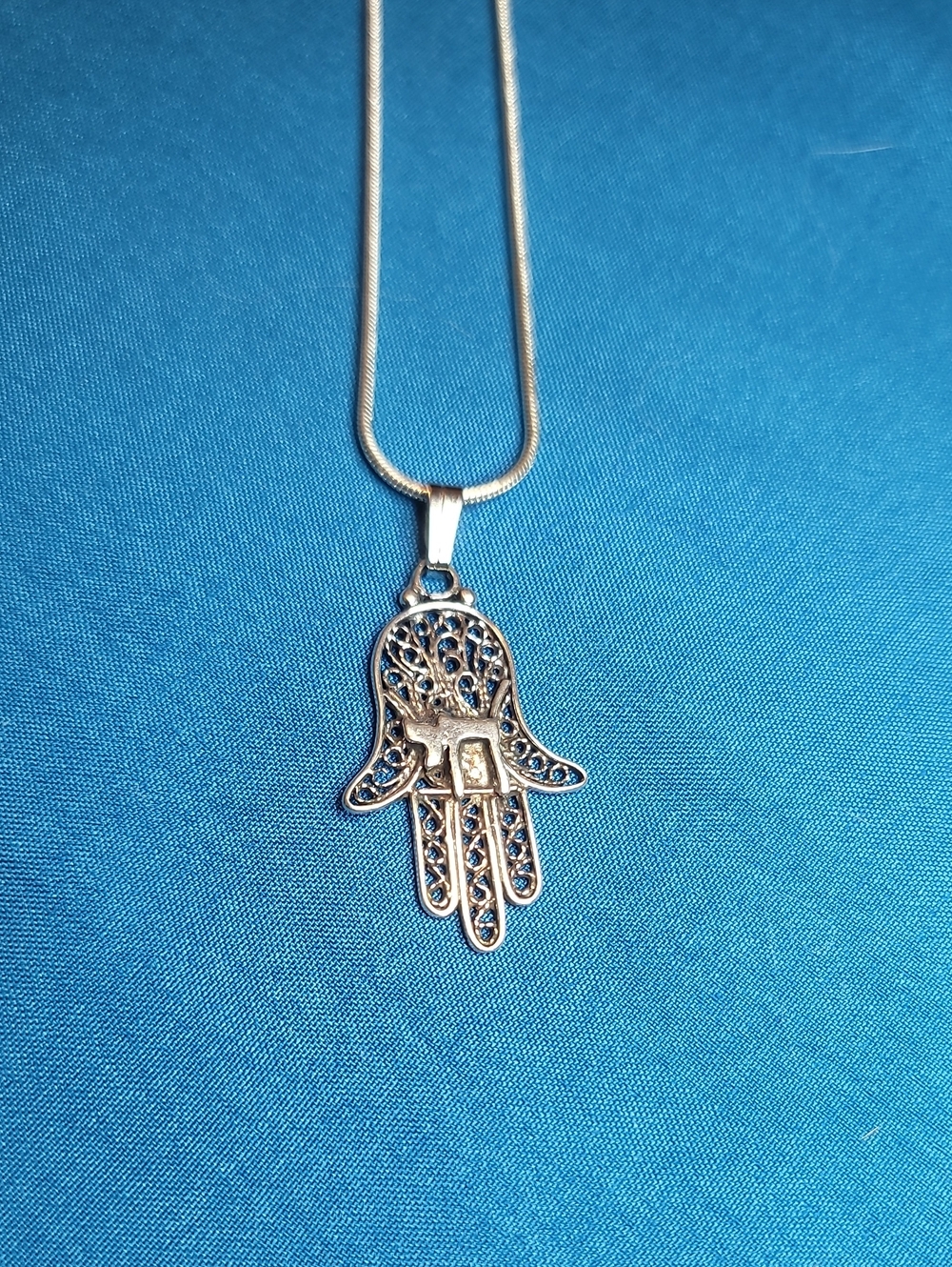 925 Silver Hamsa Hand Pendant  Israel Silver/stamped